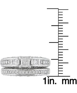 14k White Gold 3/4ct Diamond Wedding Ring Set