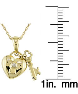 10k Yellow Gold Heart and Key Pendant