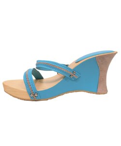 Journee Collection Double Strap Wood Wedge Heels