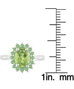 Sterling Silver Peridot Tsavorite Ring