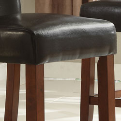 Tufted Button Back Dark Brown Bicast Leather 24-inch Stool (set of 2)