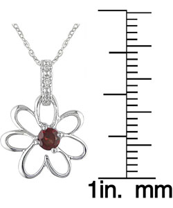 10k Garnet Diamond January Birth Stone Pendant