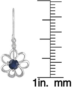 10k Sapphire Diamond September Birth Stone Earrings