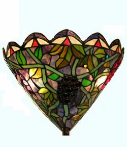 Tiffany-style Butterfly and Grape Wall Mounted Lamp