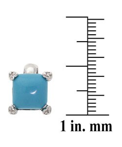 Sterling Silver Square Synthetic Turquoise Earrings