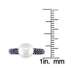14k Gold Sapphire Cultured Freshwater Pearl Ring