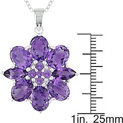 Sterling Silver Amethyst Flower Pendant