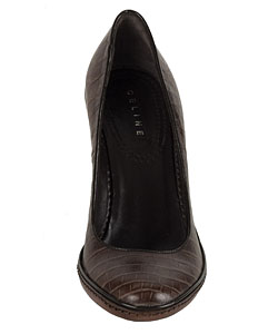 Celine Mahogany Embossed Leather Pumps