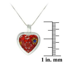 SS Murano Glass Interchangeable Heart Pendant Set