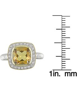 10k Two-tone Gold 1/8ct TDW Diamond Citrine Ring