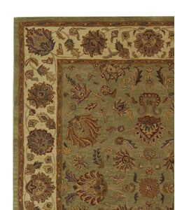 Handmade Heritage Kerman Green/ Gold Wool Rug (8'3 x 11')