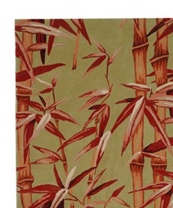 Handmade Bamboo Sage/ Rust New Zealand Wool Rug (4' x 6')