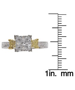 Tacori Platinum CZ and Yellow Diamond Bridal Ring
