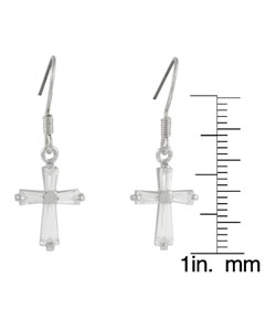 Sterling Silver Clear CZ Cross Earrings