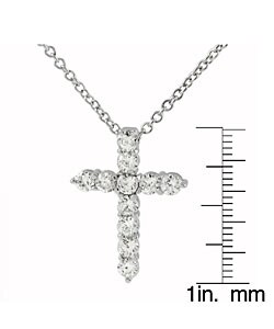 Sterling Silver CZ Lined Cross Pendant Necklace
