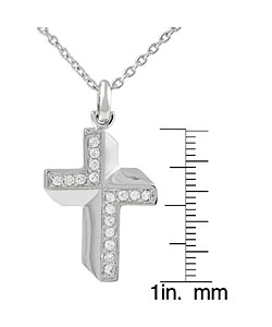 Sterling Silver CZ Christian Cross Necklace