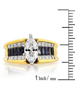 18k Gold 1 7/8ct TDW Diamond Sapphire Engagement Ring