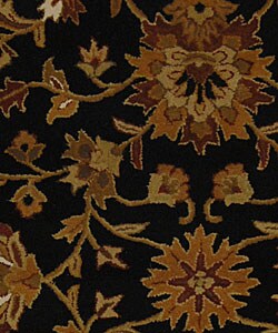 Handmade Heritage Kerman Black/ Peach Wool Rug (7'6 x 9'6)