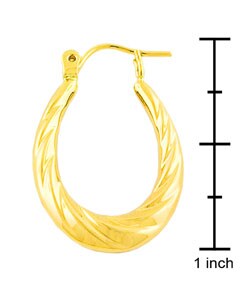 14k Yellow Gold Spiral Oblong Hoop Earrings