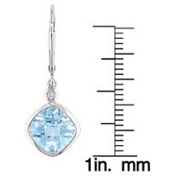 10k White Gold Diamond Blue Topaz Earrings
