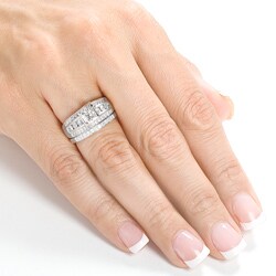 14k White Gold 1ct Diamond Bridal Rings Set (HI, I1-I2)