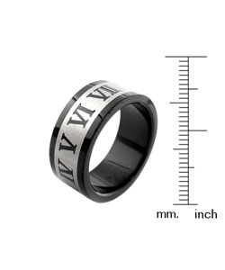Stainless Steel 2-piece Roman Numerals Ring Set