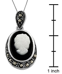 Black Onyx Mother of Pearl Cameo Necklace