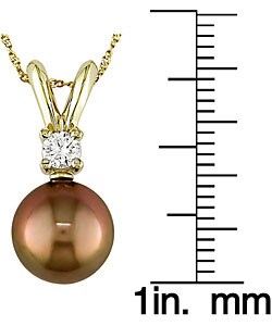 Cultured Tahitian Brown Pearl 1/5ct Diamond Pendant