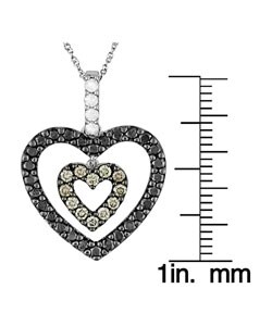 14k White Gold 1ct TDW Black Diamond Heart Necklace
