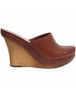 Anne Klein New York Leather Wedge Clogs
