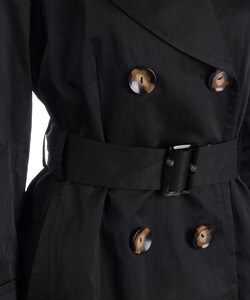 Anne Klein Black Double-breasted Lightweight Trench Coat