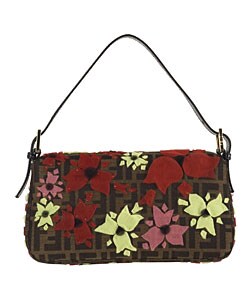 Fendi Brown Zucca Logo Mama Bag with Floral Detail