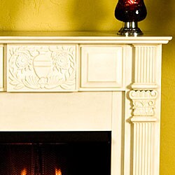 Avalon Antique White Electric Fireplace with Remote