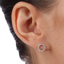 10k White Gold 1/10ct TDW Circle Earrings