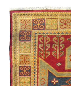 Indo Kazak Hand-knotted Red/Gold Rug (5' x 8')