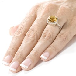 14k White Gold 1/3ct TDW Diamond Citrine Ring
