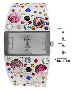 Geneva Platinum Jeweled Cuff Watch