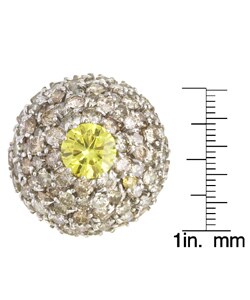 Platinum and Champagne Diamonds Giant Cluster Ring