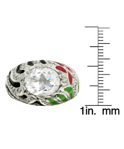 Chateau D'Argent Sterling Silver Enamel CZ Ring