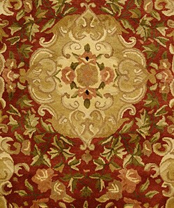 Handmade Classic Juliette Rust/ Green Wool Rug (4' x 6')