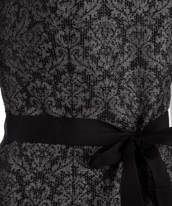 O Oscar by Oscar De La Renta Sleeveless Belted Flounce Brocade Dress