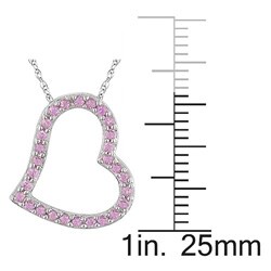 10k White Gold Pink Sapphire Heart Necklace