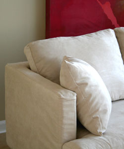 Beatrice Cream Microfiber Sofa with Chaise Set