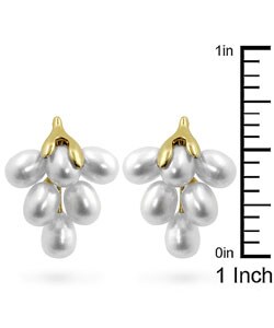 14k Yellow Gold Freshwater Pearl Cluster Earrings