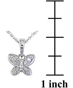 10k White Gold Diamond Butterfly Necklace