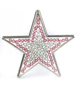Silver Star Unisex Pink Bling Belt Buckle