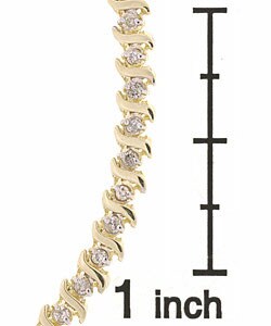 10k Yellow Gold 1ct TDW Diamond Tennis Bracelet (JK, I2-3)