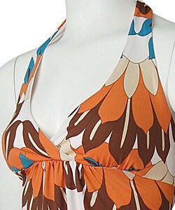 Adi Designs Floral Print Empire Cut Halter Dress