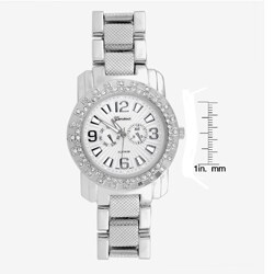 Geneva Platinum Men's Oversized Round Bezel Link Watch