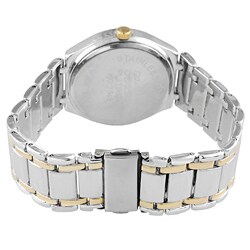 Geneva Platinum Men's Round Bezel Link Watch